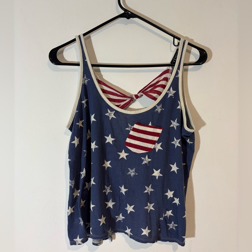 Venus Women’s Patriotic Open Back Tank Top Red White Blue Summer Holiday Casual